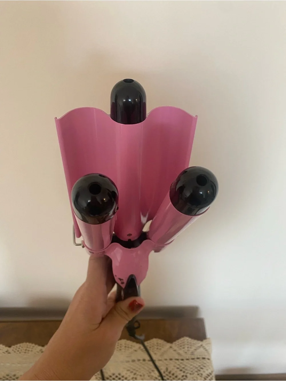 Pink Triple Barrel Mermaid Hair Waver - Professional Styling Tool